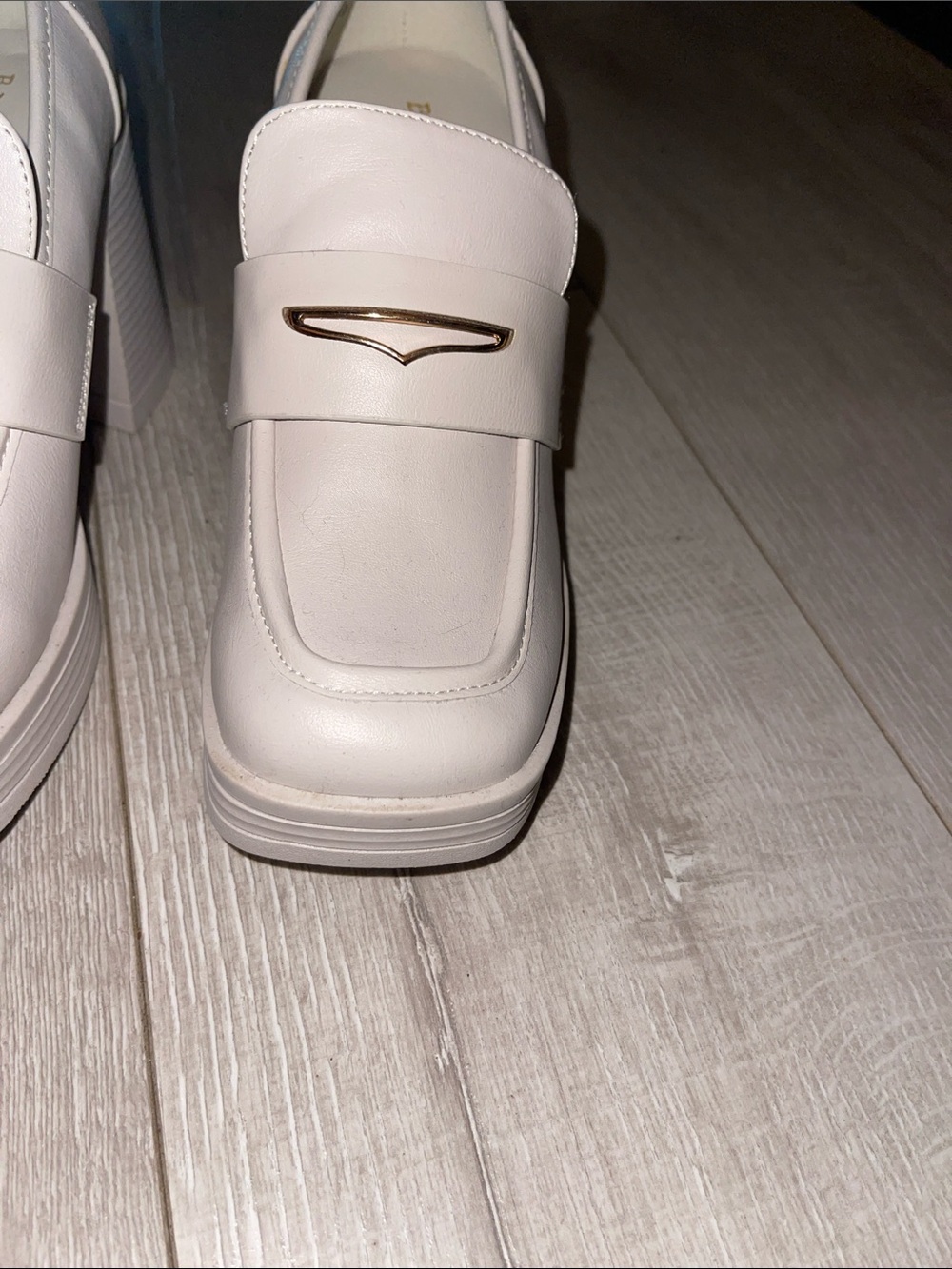 White Block Heel Loafer - Women's Stylish Slip-On 5.5- never worn! - Picture 3 of 5